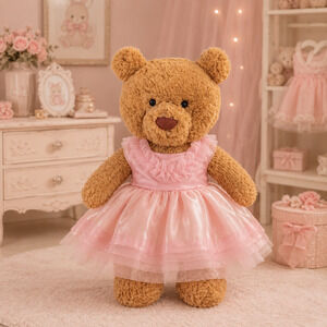Large Bartholomew Bear & 16" Plush Clothes Outfit-Pink Shimmer Tulle Puffy Dress
